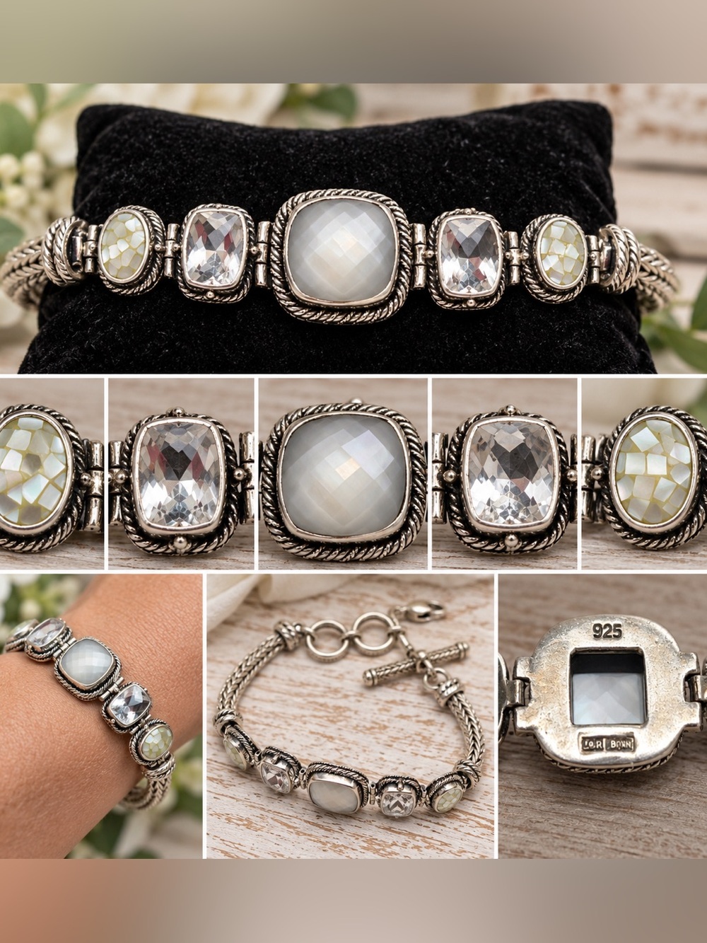 Lori Bonn Rare Vintage Sterling Silver Multi Gemstone Statement Bracelet - Picture 2 of 3
